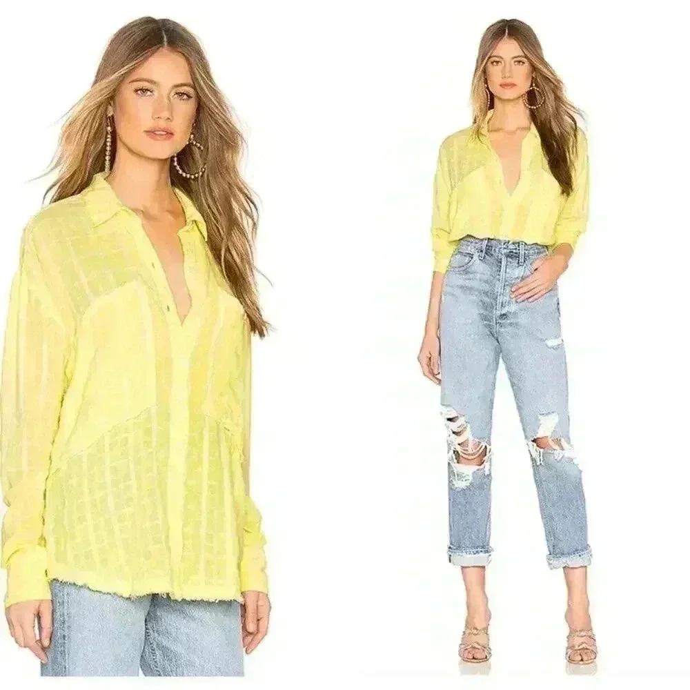 Free People Loveland Solid Button Down‎ Size XS